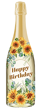 Sunflowers Champagne Bottle Card (Birthday)