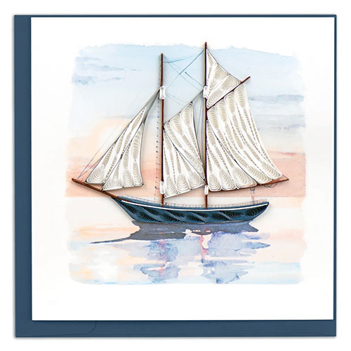 Schooner At Sunset Card - Click Image to Close